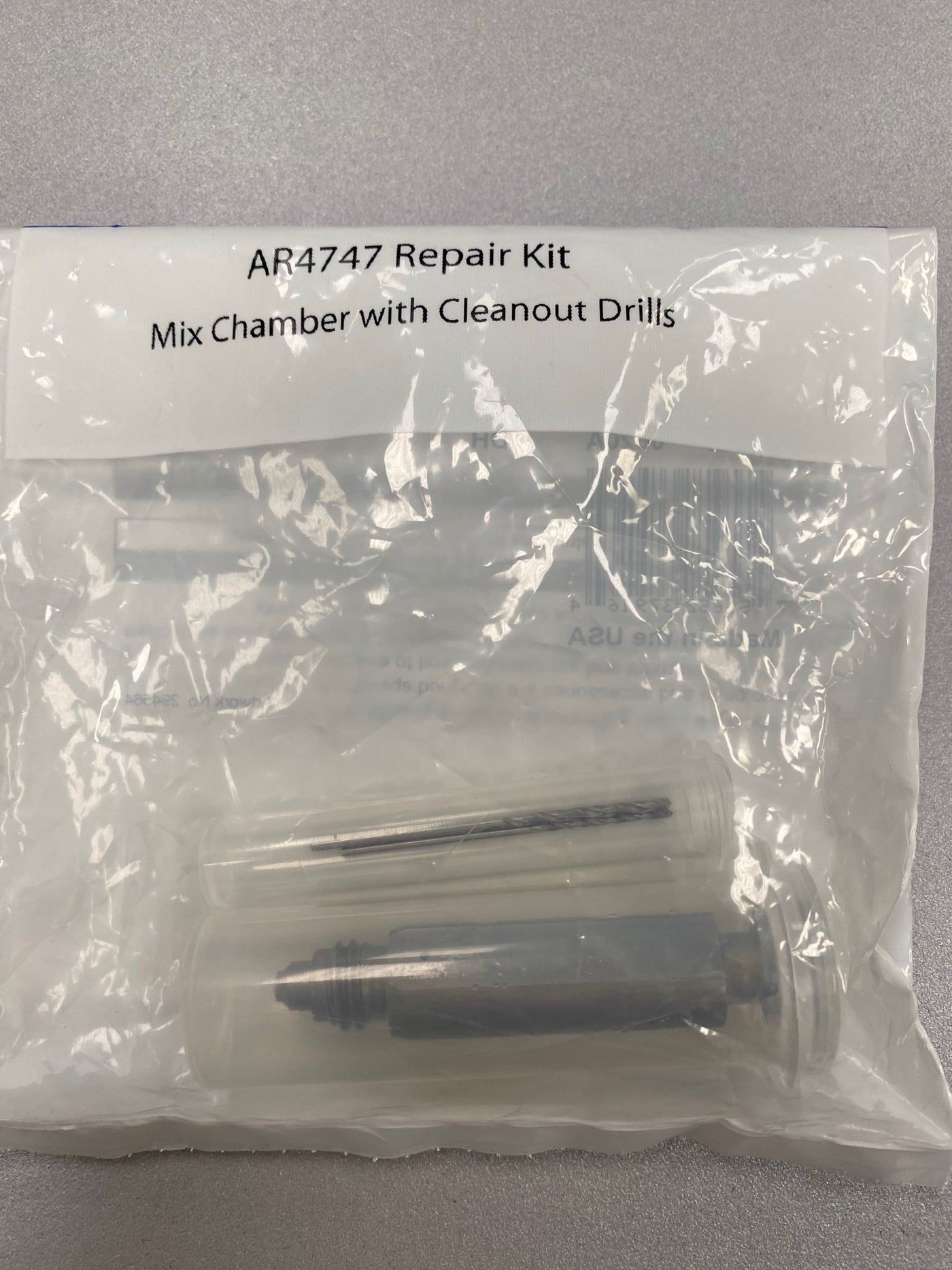 AR4747 Mixing Chamber with cleanout drill bits Nozzle Size 0.0635, 1/16 Drill Impingement Port Orifice Size 0.0165, #56 Drill